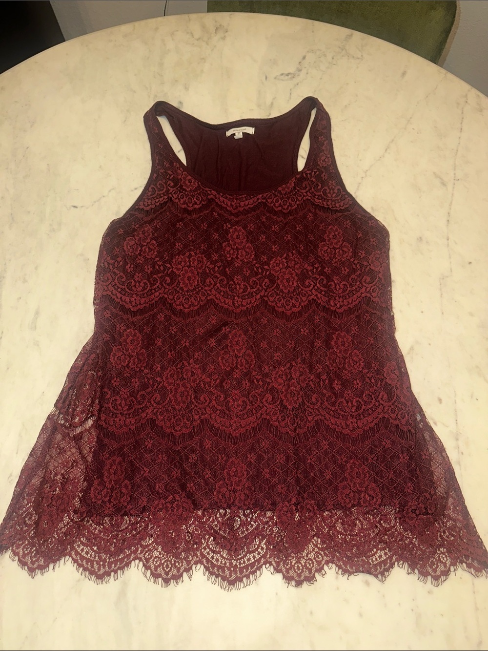 Maurices Burgundy Lace Racerback Cami size medium